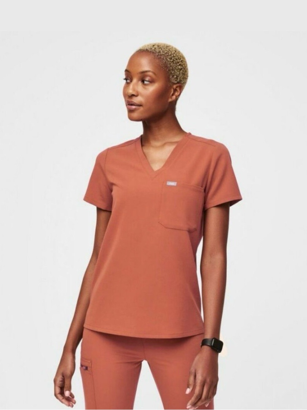 FIGS terracotta Catarina one pocket Scrub Top (B1)